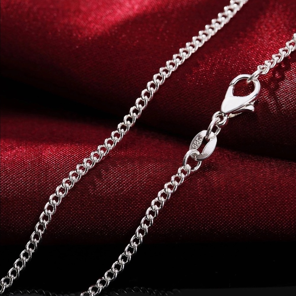 925 Silver Curb Link Chain Necklace 22"